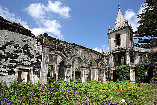 教堂,毁坏,1998年,地震,岛屿,法亚尔,亚速尔群岛,葡萄牙,欧洲