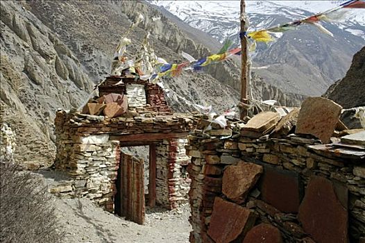 大门,装饰,红色,涂绘,山村,安娜普纳地区,尼泊尔