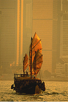 中国帆船,港口,香港