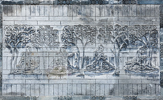 仿古画像砖浮雕,南京玄武湖公园内