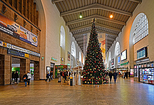 圣诞气氛,装饰,车站,中央广场,枢纽站,斯图加特,巴登符腾堡,德国
