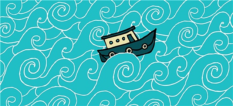 小船,巡航,汹涌,海洋