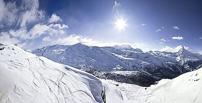 山景,策马特峰,瑞士,俯视图