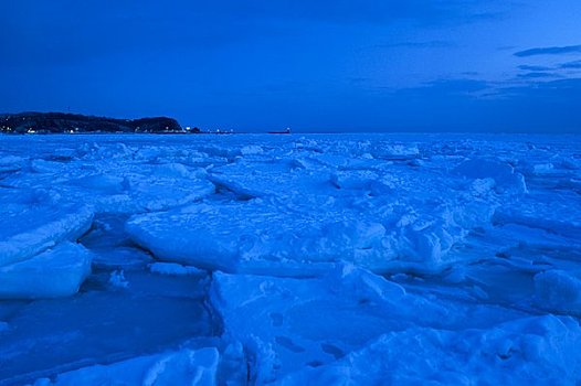 浮冰,海洋,夜晚