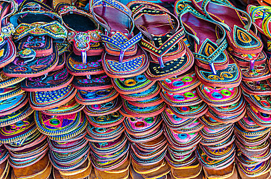 市场摊位,彩色,凉鞋,印度