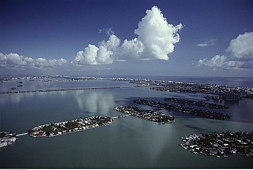 航拍,城市,岛屿,迈阿密海滩,佛罗里达,美国