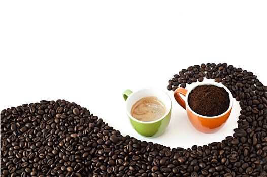 咖啡豆,地面,咖啡,浓咖啡