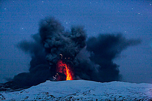 火山,夜晚,火山岩,室内,火山灰,云,冰岛