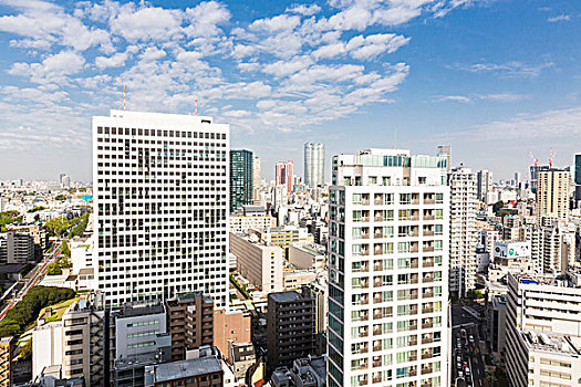 俯视图,高层建筑,靠近,东京塔,东京港区,东京,日本