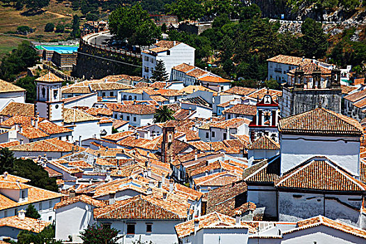 欧洲,西班牙,安达卢西亚,区域,卡迪兹,格拉萨莱玛,俯视图,城镇