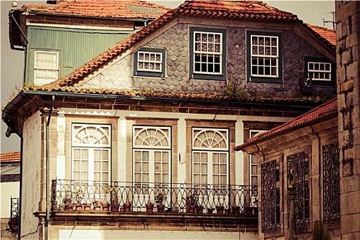 细长,房子,老城,波尔图,葡萄牙