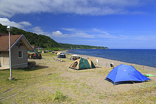 露营,帐蓬,海岸