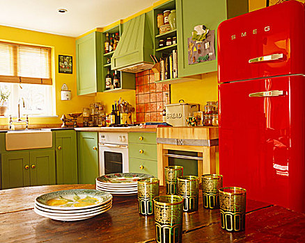 辣椒,红色,柠檬,绿色,创作,活力,愉悦,厨房,现代,伦敦,房子