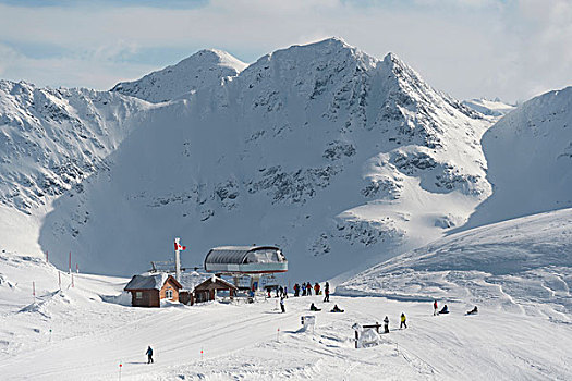 滑雪者,会面,山,滑雪胜地,不列颠哥伦比亚省,加拿大