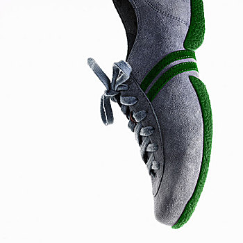 一个,运动鞋,训练,鞋,鞋带,绿色,脚底