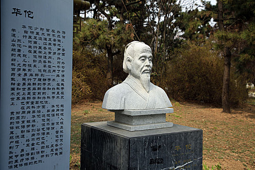 古代医学家雕塑庄重肃穆,成为健康公园里的独特景观