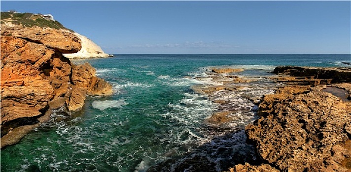 全景,岩石上,地中海,北方,以色列