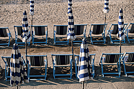 意大利,利古里亚,里维埃拉,沙滩椅,遮阳伞,大幅,尺寸