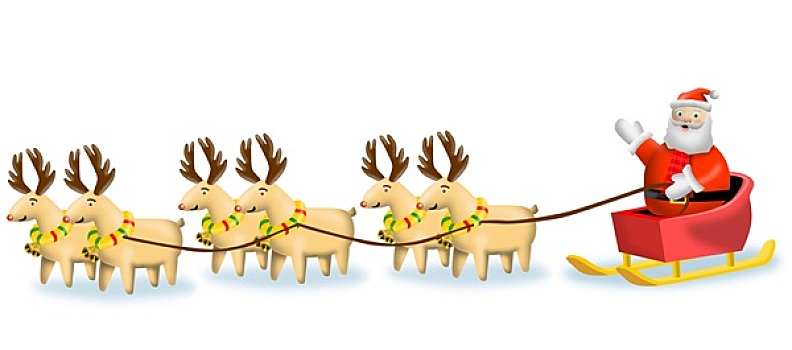 驯鹿,圣诞老人,雪撬,复古