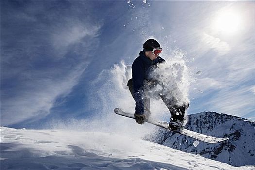 男性,滑雪板,山,动态照片