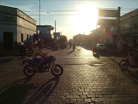 晚间,逆光,街道,巴拉圭