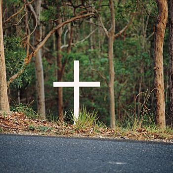 十字架,旁侧,公路,指示,交通事故,死亡