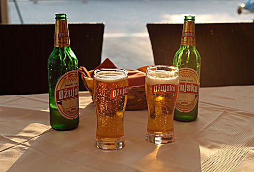 啤酒,玻璃,瓶子,帕格,岛屿,达尔马提亚,亚德里亚海,克罗地亚,欧洲