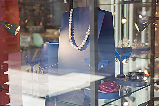 珍珠项链,后面,玻璃,商店