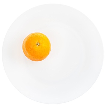 一个,橘子,白色背景,盘子