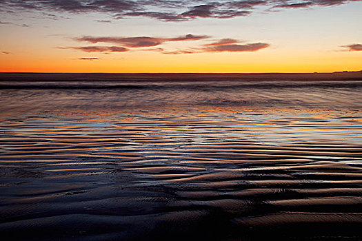 海滩,湾,彩色,日落,靠近,不列颠哥伦比亚省,加拿大