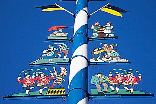 仰视,五月花柱,维克托阿灵广场集市,慕尼黑,巴伐利亚,德国
