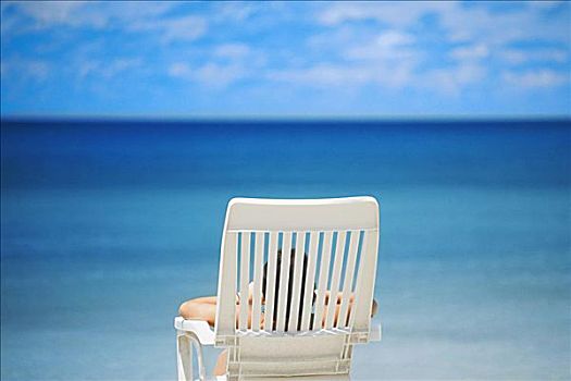 后视图,一个人,躺着,休闲椅,海滩,西南,哥伦比亚