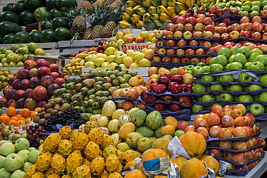 货摊,进口水果,食品市场,基多,厄瓜多尔,南美