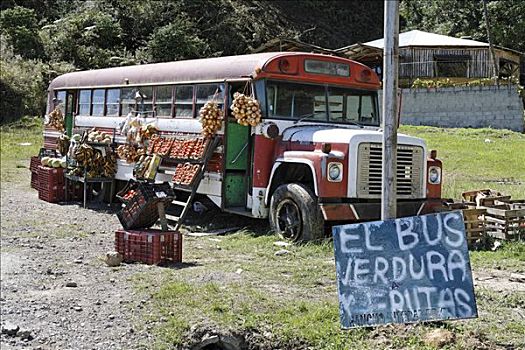 销售,果蔬,老,巴士,哥斯达黎加