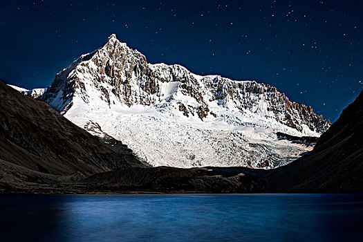 山,冰河,湖,夜晚,国家公园,巴塔哥尼亚,阿根廷,南美