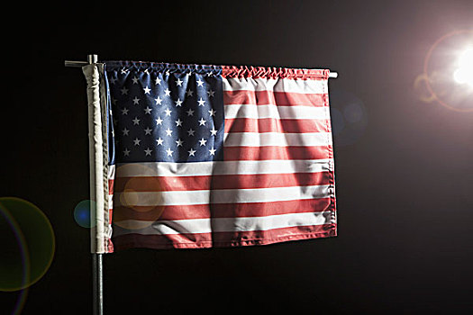 美国国旗,黑色背景,斑点,照亮
