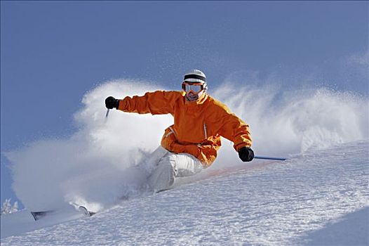 奥地利,男人,穿,护目镜,滑雪,斜坡