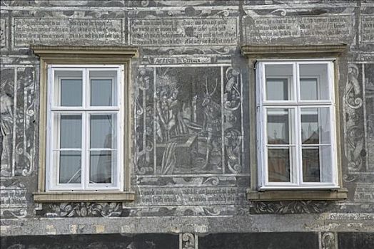 房子,装饰,五彩釉雕,下奥地利州,奥地利,欧洲
