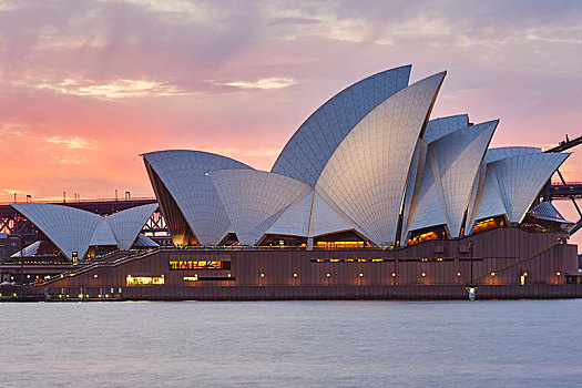 悉尼,歌剧院,日落,新南威尔士,澳大利亚,大洋洲