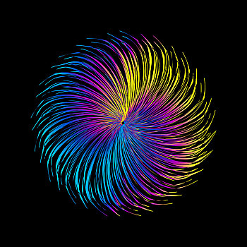 色彩缤纷的曲线组成发光光束抽象背景