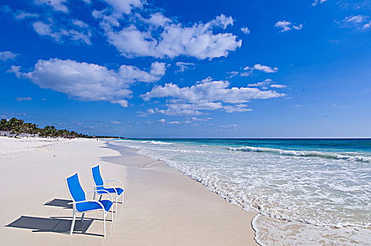 沙滩椅,阳光,海滩,墨西哥