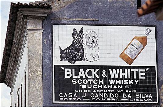 瓷砖墙,广告,威士忌酒,葡萄牙,欧洲