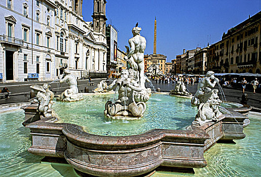 喷泉,纳佛那广场,罗马,拉齐奥,意大利,欧洲