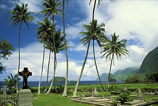 夏威夷,莫洛凯岛,教堂,墓地