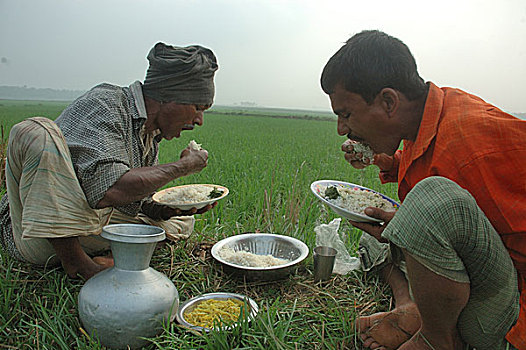 农民,吃早餐,地点,孟加拉,2008年
