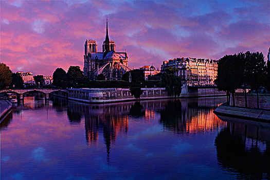 反射,塞纳河,日出,巴黎,法国