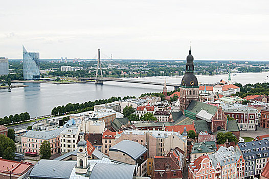 风景,上方,老城,里加,拉脱维亚