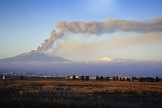 意大利,西西里,靠近,锡拉库扎,山,埃特纳火山,喷发