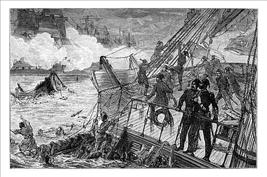 破坏,土耳其人,船队,19世纪,艺术家,未知
