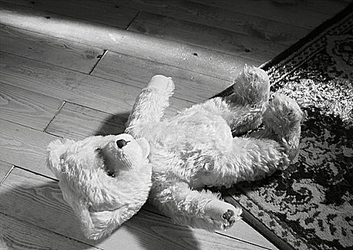 泰迪熊,躺着,地面